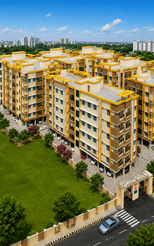 Meena Heights seen from the approach road